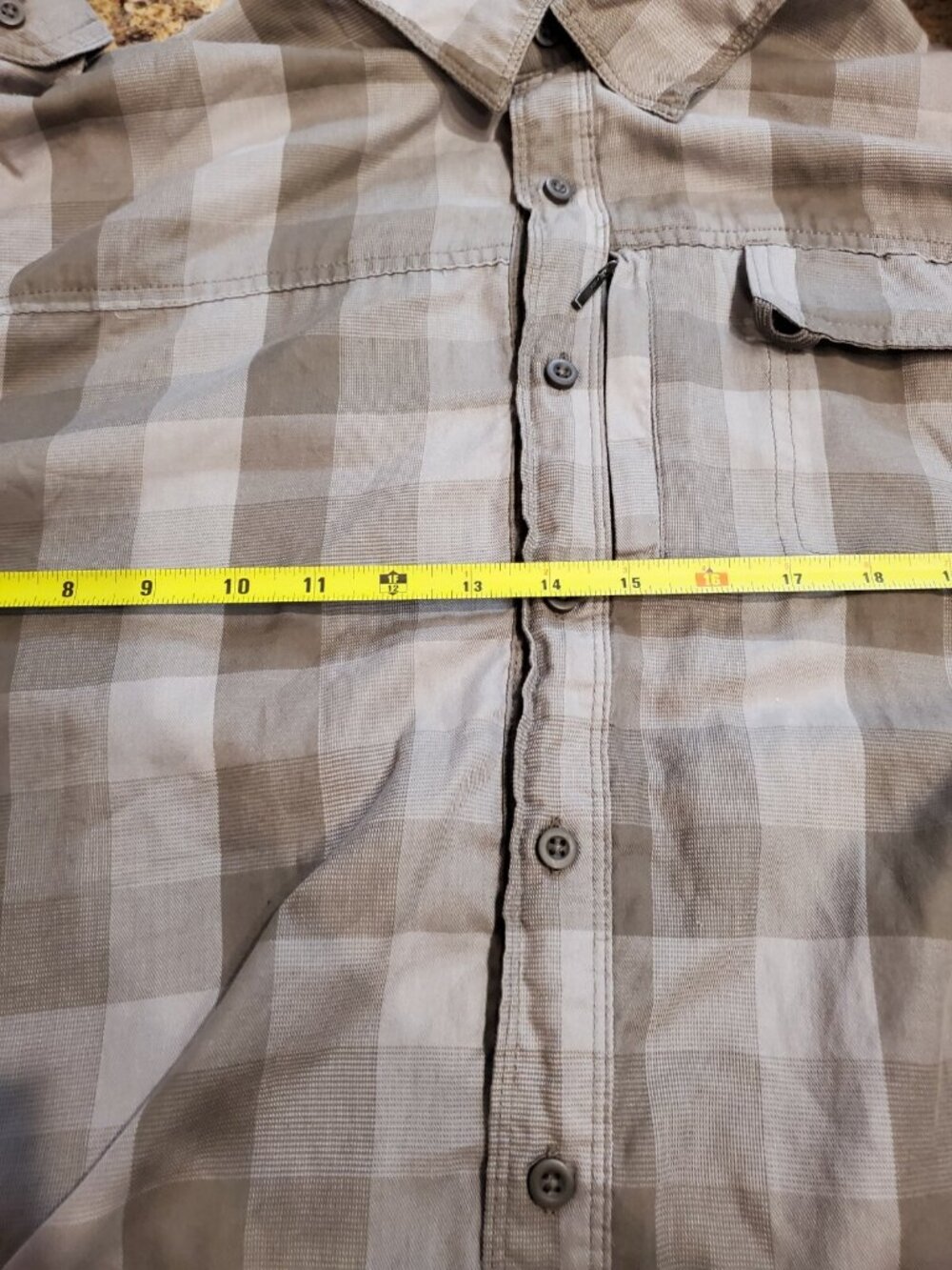 Wrangler Brown Checkered Men's Button Down Shirt Size 2XL Breathable Tab Sleeve - Picture 5 of 6